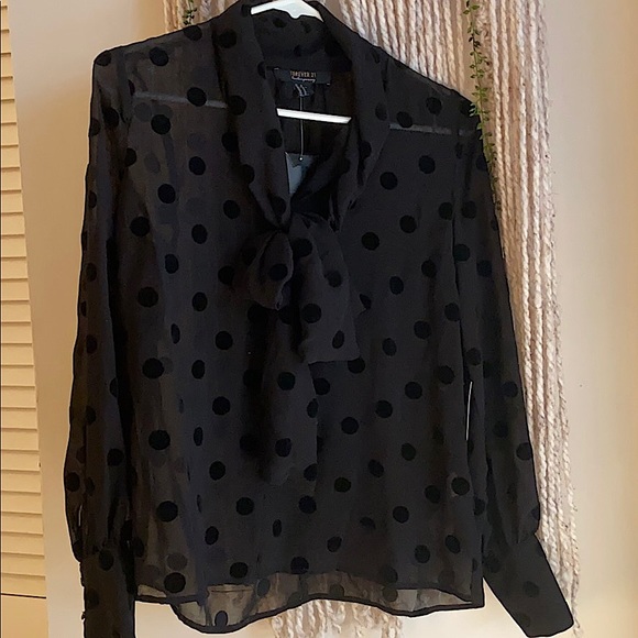 Forever 21 black long sleeve sheer shirt NWT - Picture 1 of 6